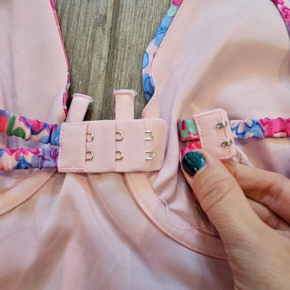 For Love & Lemons Angie Mini Dress Womens L Blue Pink Floral Corset Puff Sleeve - Picture 12 of 16